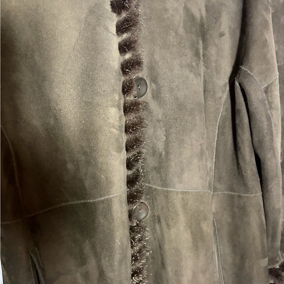 BLUE DUCK Black Shearling Coat Sz L - Picture 2 of 6